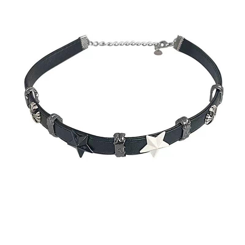 Choker Black Star Necklace Sweet Cool Babes Hip Hop Pentagram Splicing Collar Friends Asian Culture Collarbone Chain