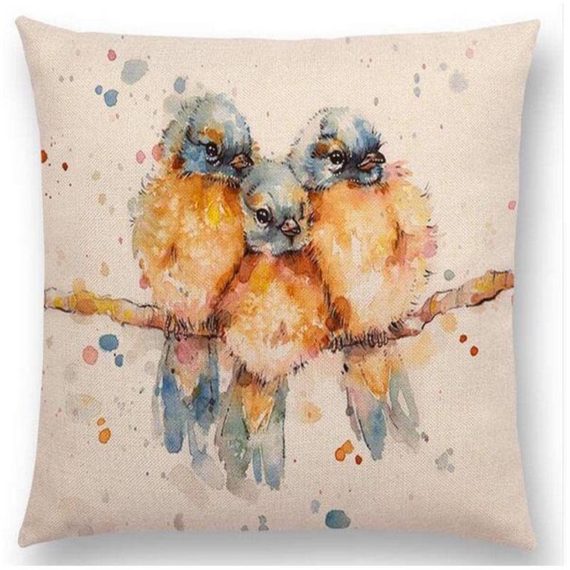 Exquisite Watercolor Lion Flowers Butterfly Lane Bird Wren Cushion Cover Ideal For Stylish Homes