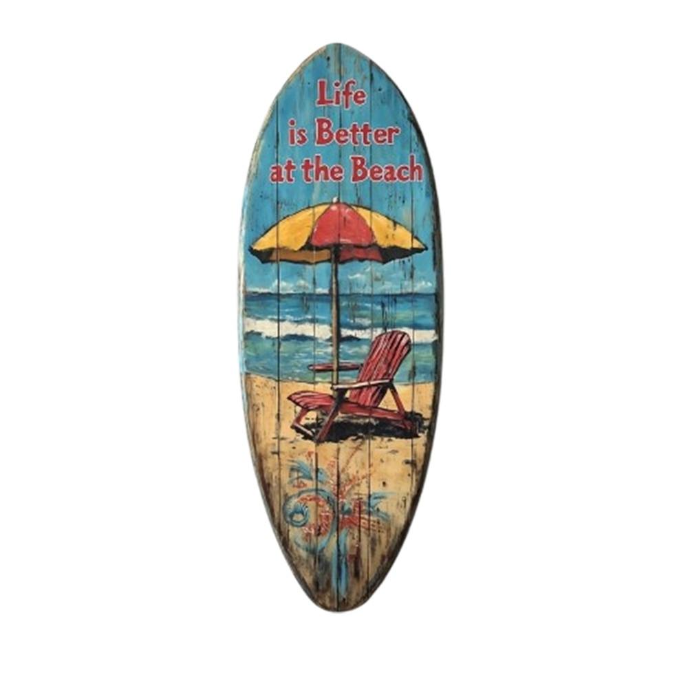 

Summer Wooden Surfboards Wall Decor Beach Themed Surfboard Sign Ornament Perfect Gift for Surfers Style A