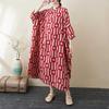 Printed Stand Neck Loose Oversized Vacation Dresses