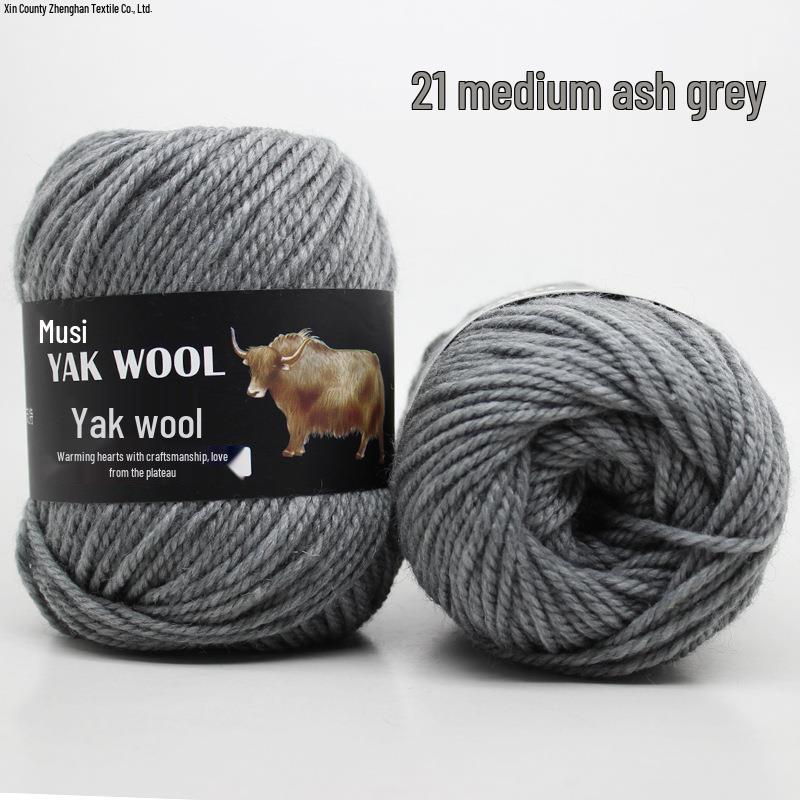 Yak Wool 3-Ply Hand-Knitted Medium-Thick Yarn for Sweaters, Coats, Scarves, and Hats (DIY).