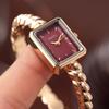 1 Piece of Women's Luxury Square Dial Quartz Watch, Gold Twisted Open Bracelet Metal Strap, Simple Retro Daily Decorative Wristwatch