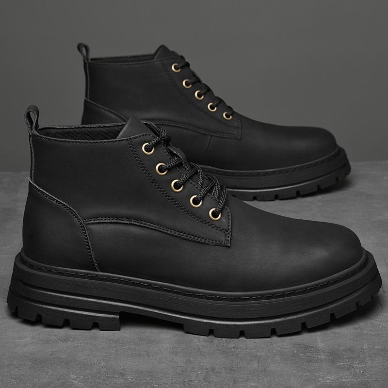 Fashion New Arrival Men's Motorcycle Boots Handsome Male Biker Boot Non-Slip Thick Sole High Top Shoes Comfy Casual Leather Short Botas