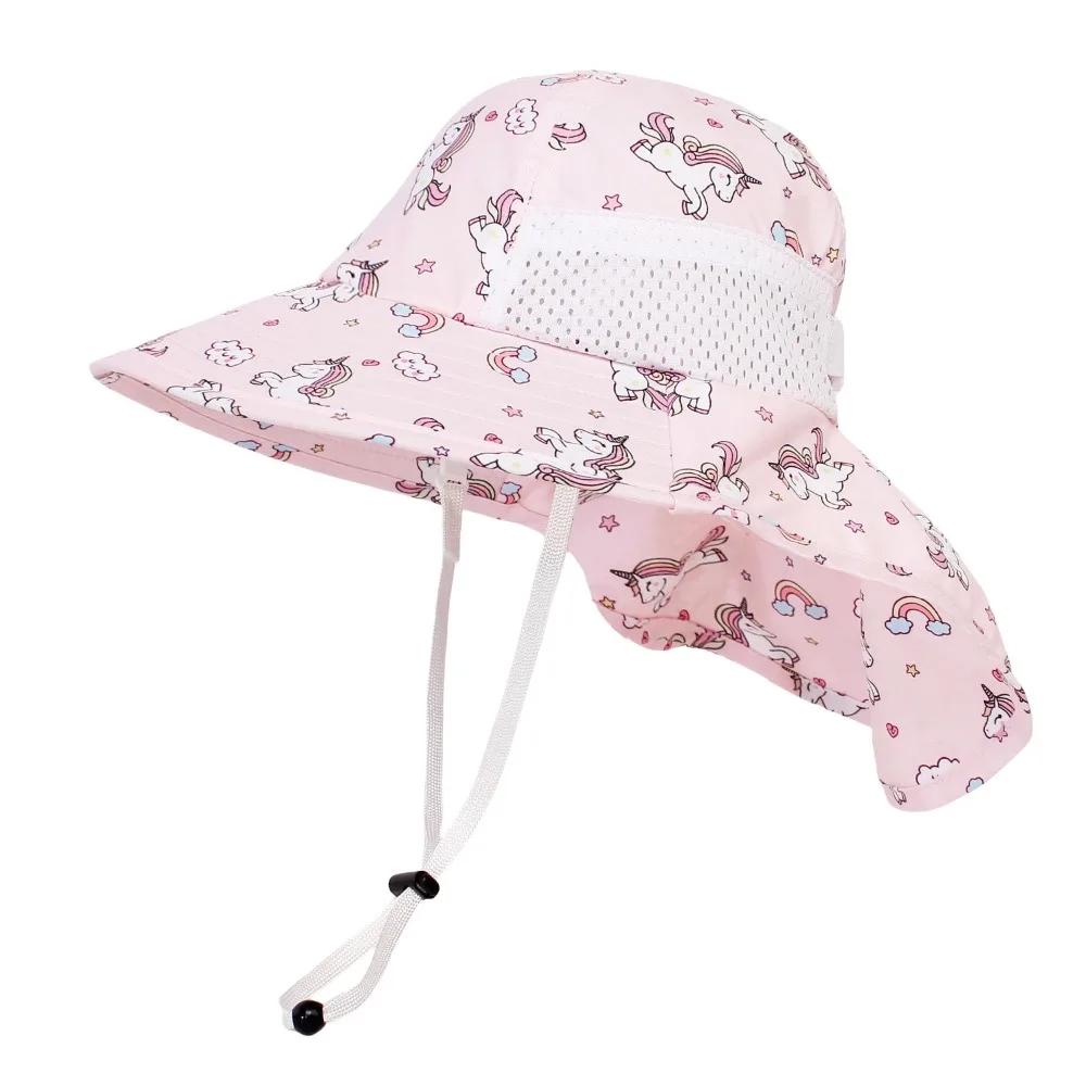 Girls Sun Hat Baby Beach Hats Boys UPF 50+ Kids Summer Protection Cap Toddler Breathable Mesh Wide Sunshade Hat