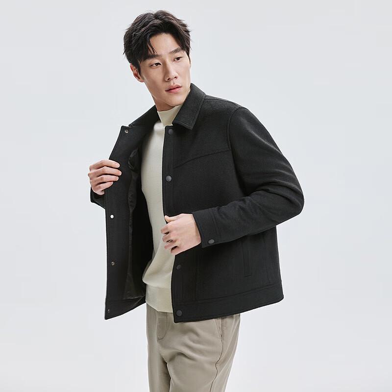 Qipilang Men's Lapel Wool Blend Winter Jacket