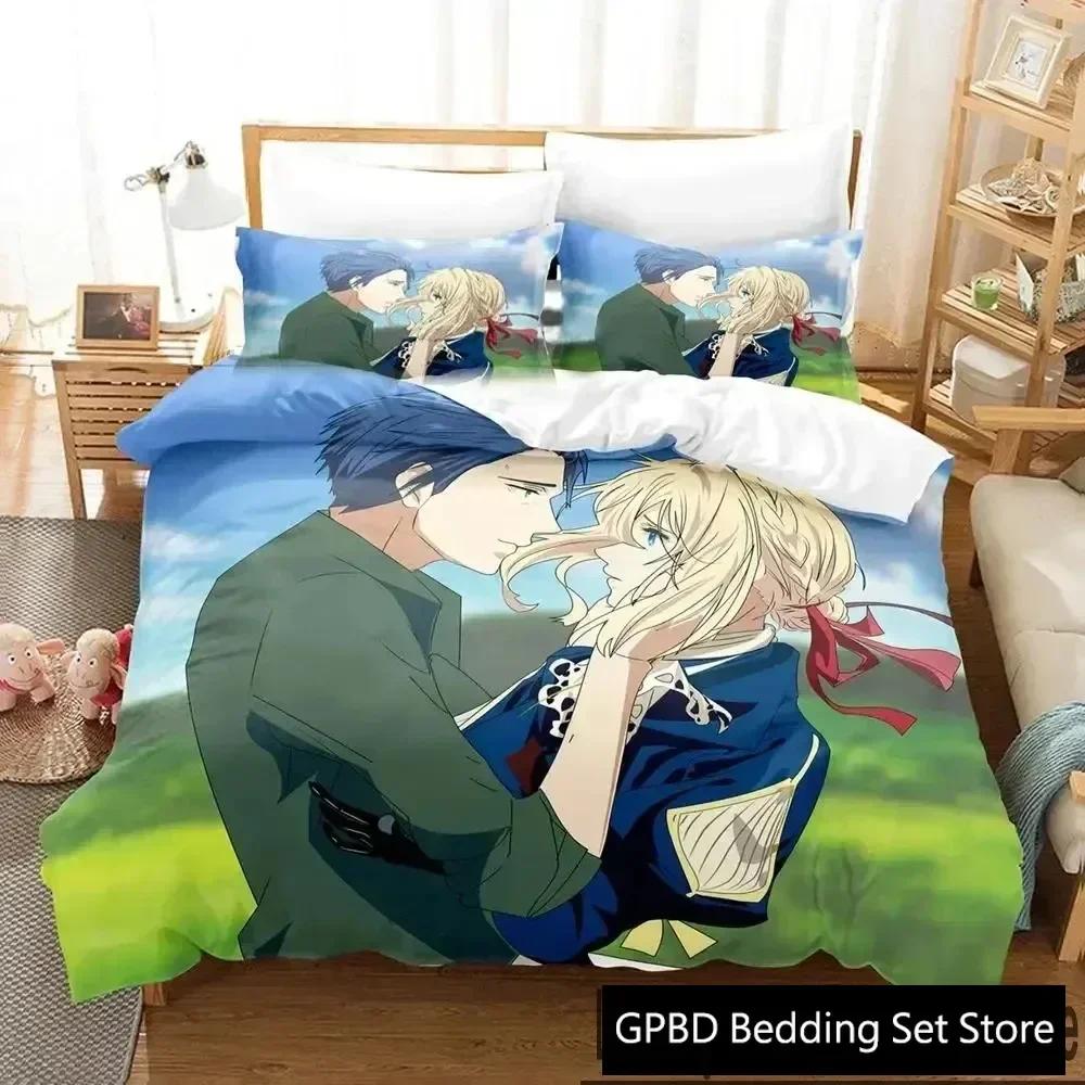 Luxury New 3D Print Anime Violet Evergarden Bedding Set Duvet Cover Bed Set Quilt Cover Pillowcase Queen Boys Adult Bedding Set