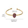 Gold-plated Oval Stone Bracelet Stainless Steel Cuff Bracelet Vintage Open Bangle  Women Jewelry