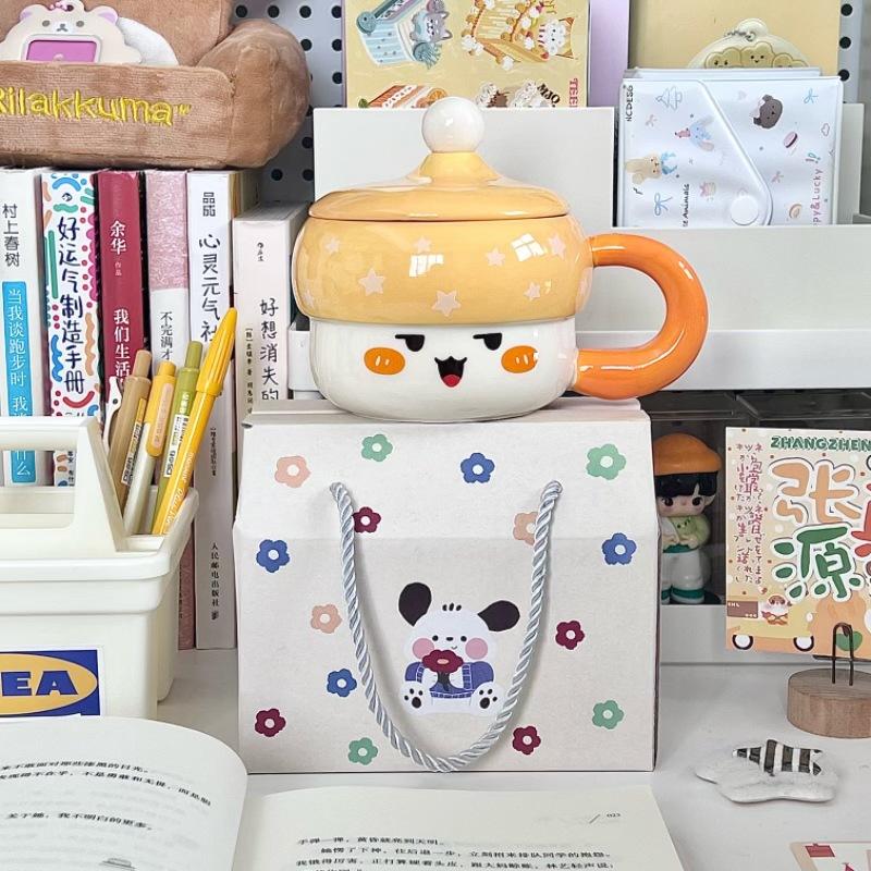High Value Hat Mug Ins Cute Ceramic Water Cup with Lid Girl Couple Coffee Birthday Present