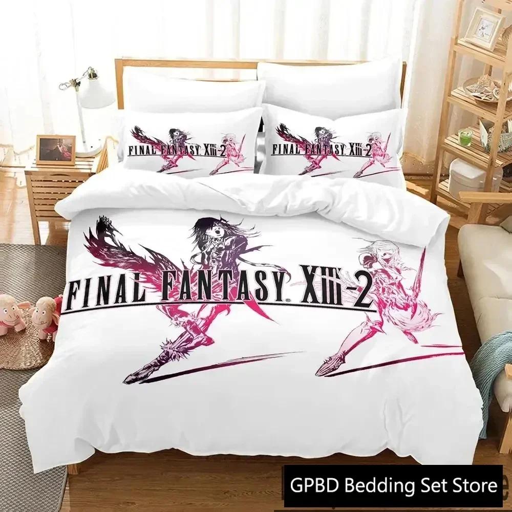 Anime Game Final Fantasy Xiii-2 Bedding Set 3D Printed Suitable For Bedroom Duvet Cover Set With Pillowcases Kids Home Textile