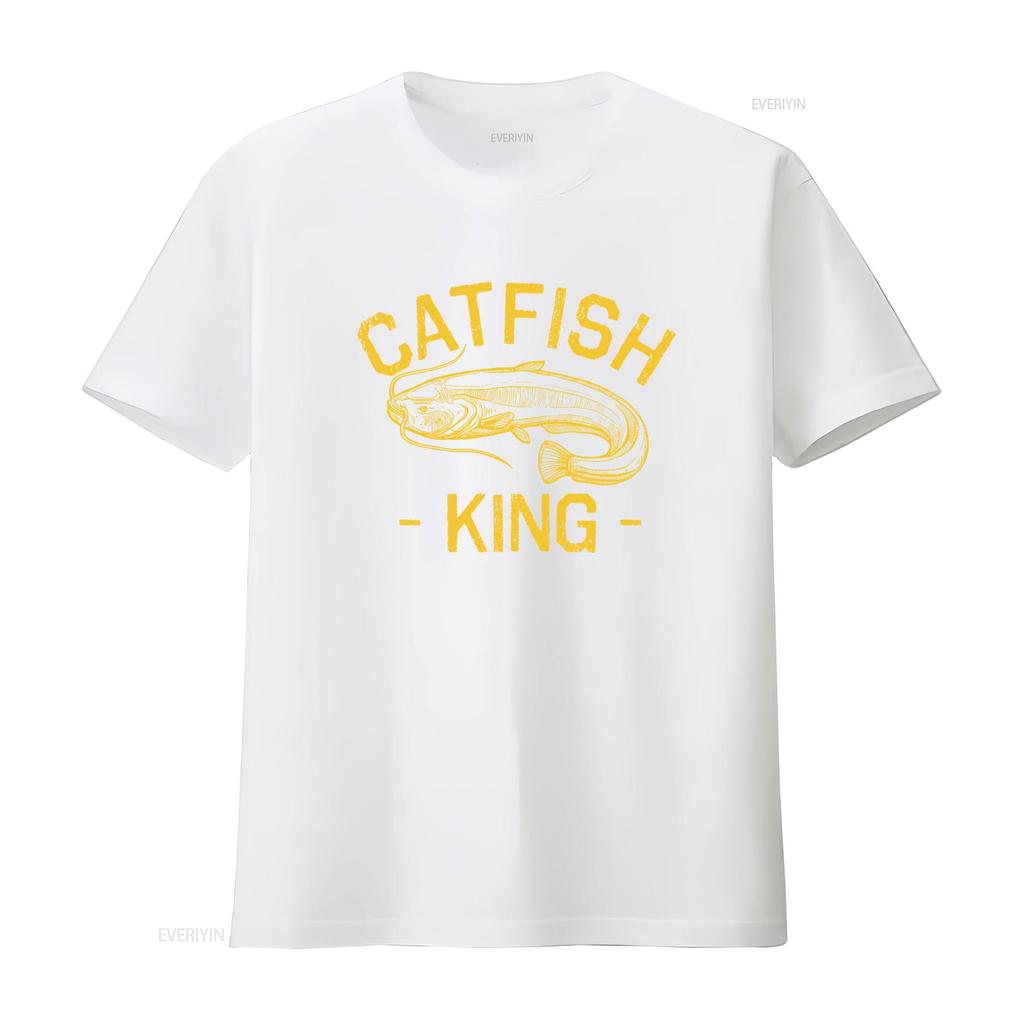 Catfish King T Shirt Funny Catfishing Fishing tee vintage Washed homme fashion Unisex Casual Comfortable Stretched Soft