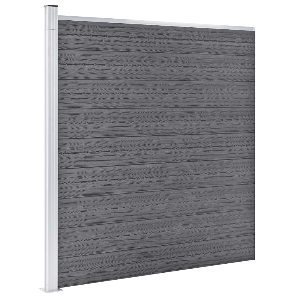 WPC Fence Set 4 Square Panels + 1 Diagonal Panel 792 X 186 Cm Grey
