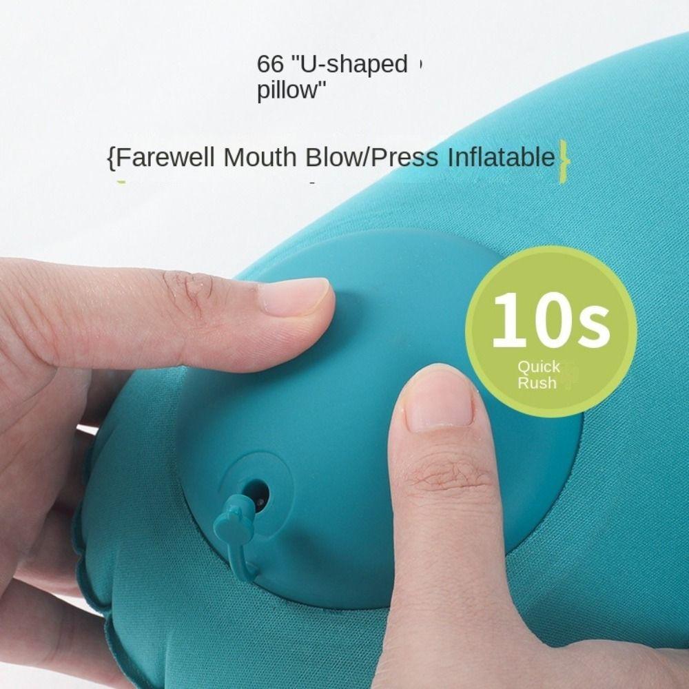 U-Shaped Press To Inflate Pillow Soft Neck Support Cushion Convenient Neckrest Pad  Tourist