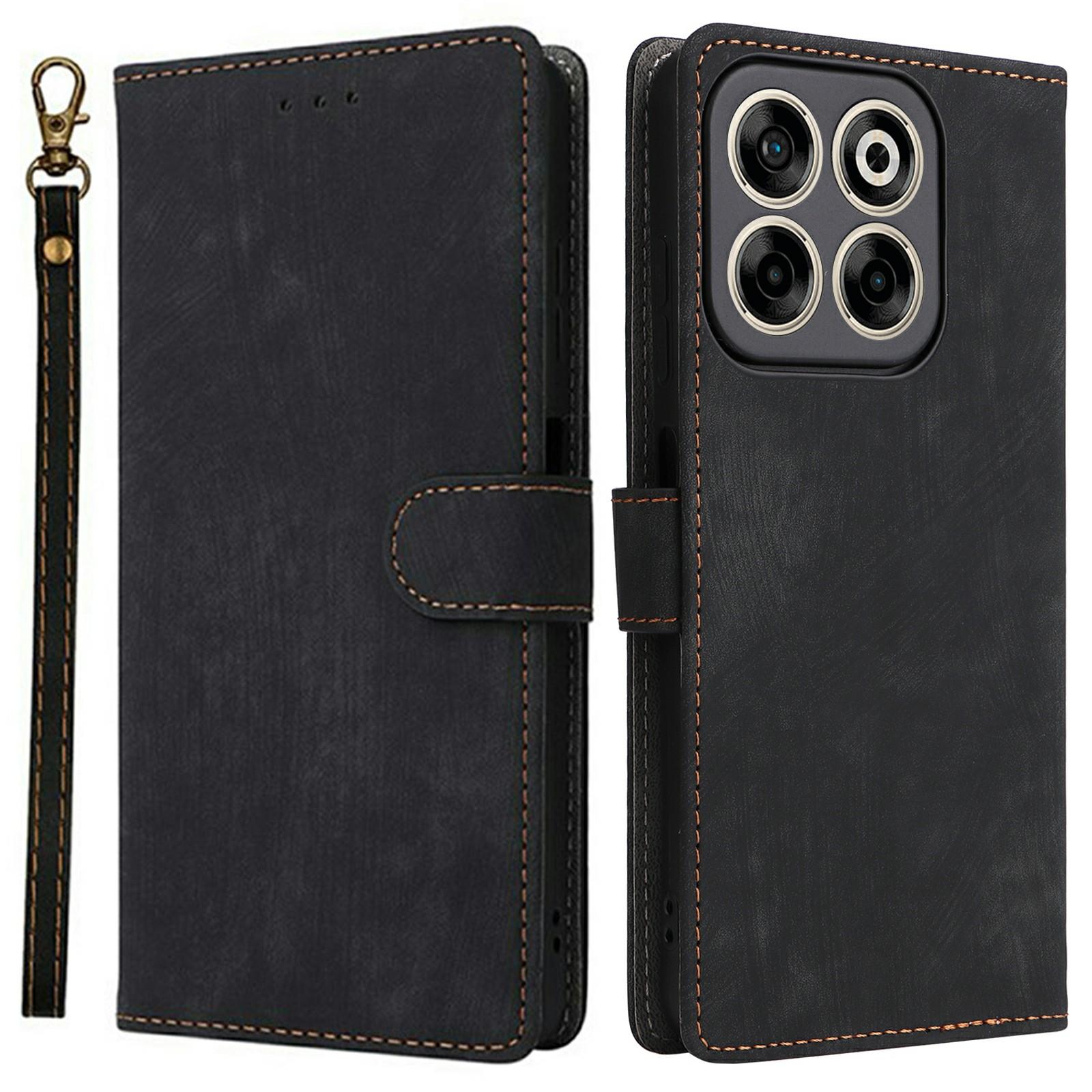 

For ZTE Blade V70/nubia V70 Wallet Case RFID Blocking PU Leather Cover Stand View Black