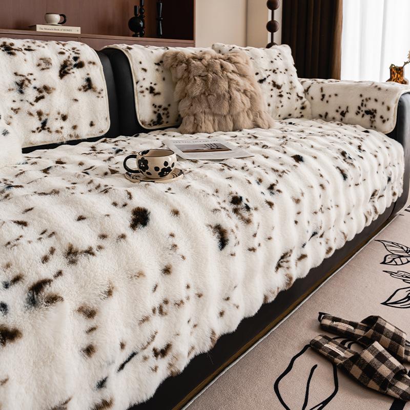 High-end Plush Sofa Cushion 2025New Winter Plush Straight Leather Non Slip Sofa Cushion Non Slip Armrest Cover Cloth Living Room