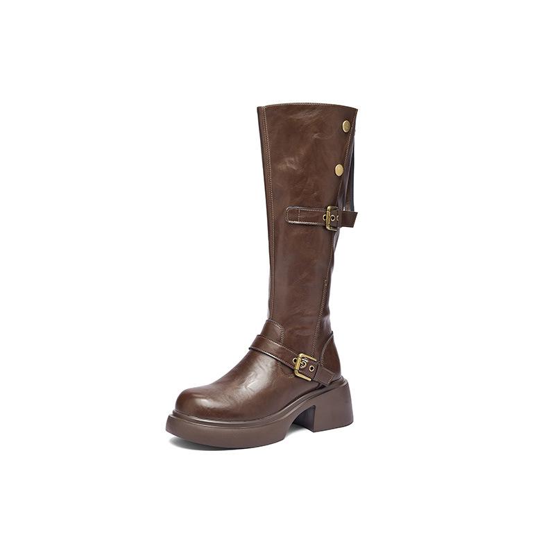 Brown Boots New Winter Velvet High Tube But Knee Thick Sole Thin Knight Boots