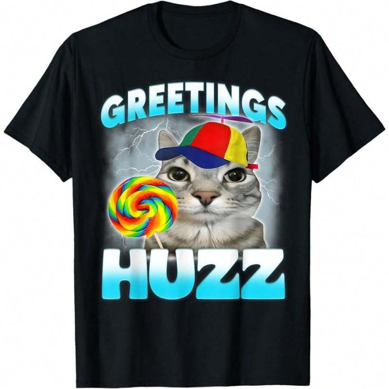 180GSM  Printed T Shirt Showcasing Cat Meme Funny Design Breathable And Durable Fabric L