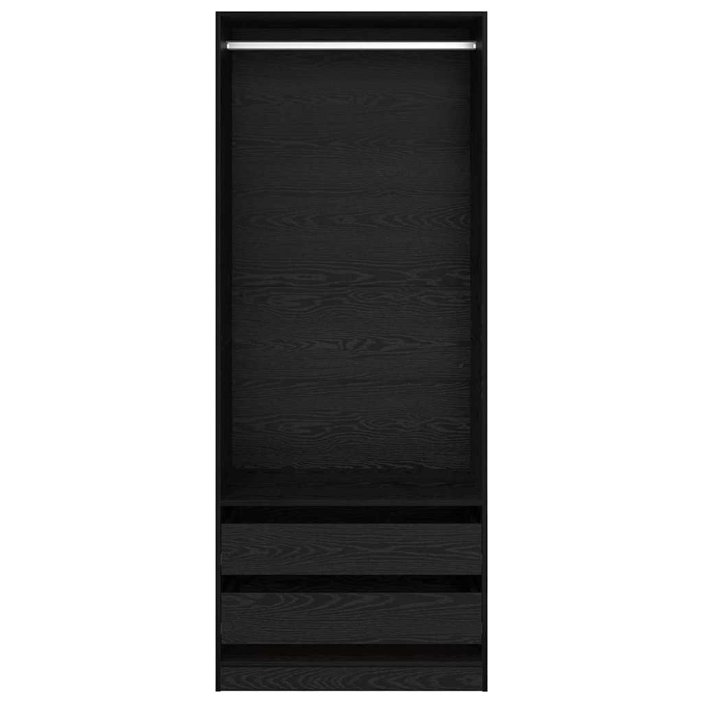 Zwarte Kledingkast met Eikenlook 31,5 x 19,7 x 79,9 inch (80 x 50 x 203 cm)