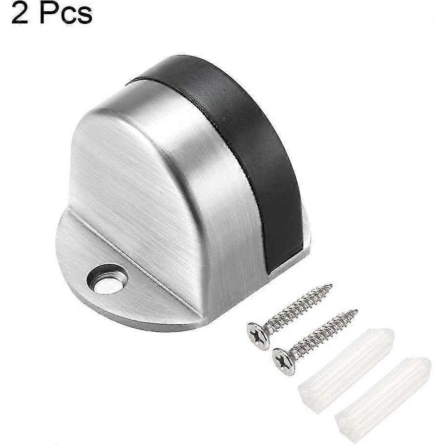 2pcs Door Stops, Stainless Steel Door Stopper Door Stop Bottom Door Stopper for Hotel Home Silver Tone for Home Office