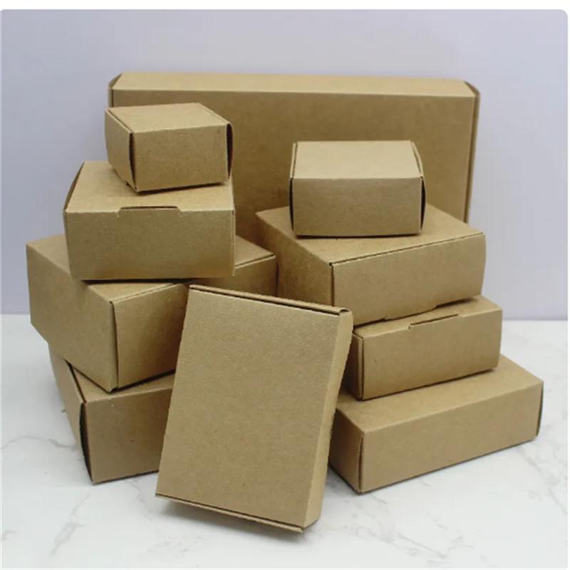 10 pz confezione regalo fatta a mano di varie dimensioni, carta kraft bianca, scatola nera, confezione natalizia, scatola da imballaggio