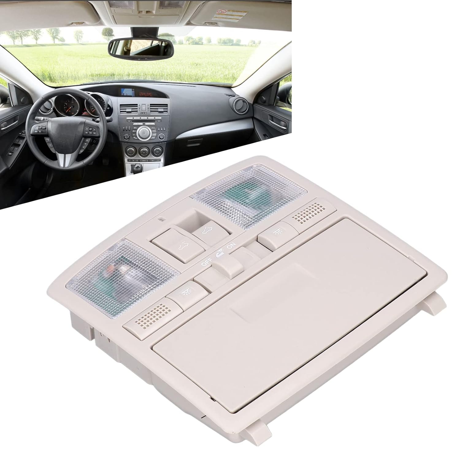 Overhead Sunroof Switch Console,Overhead Sunroof Switch Console Down Light Glasses Storage BBM669970B75 Replacement Compatible for Mazda 3