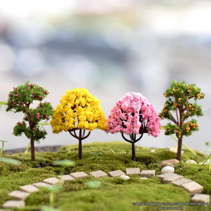 Mini Cherry Blossom Bonsai: Artificial Green Plant Decoration for Micro Landscapes.