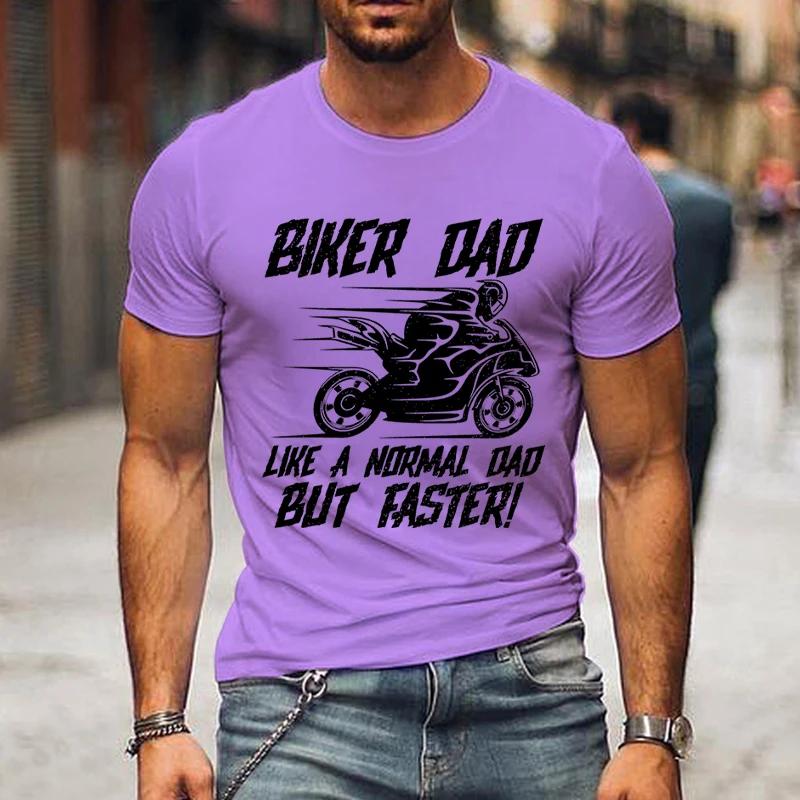 Vintage Motorcycle Men's T-shirts Biker Dad Like A Normal Dad But Faster Shirts Graphic Tee Fashion Father Day Streetwear Tshirt