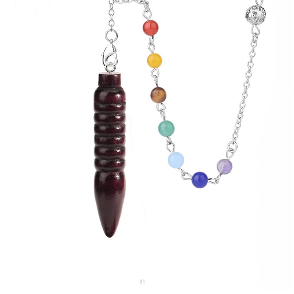 Liečivé Reiki Kyvadlo Prívesok Amulet Vzor Okrúhly Kužeľ Prenosné Prírodné Drevené Kyvadlo