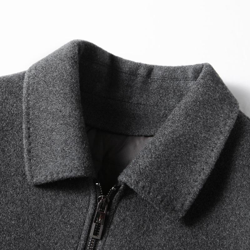 Herbst- und Winterwollmantel Revers Reißverschlussversion Abnehmbares Daunenfutter Doppelseitige Woll-Businessjacke