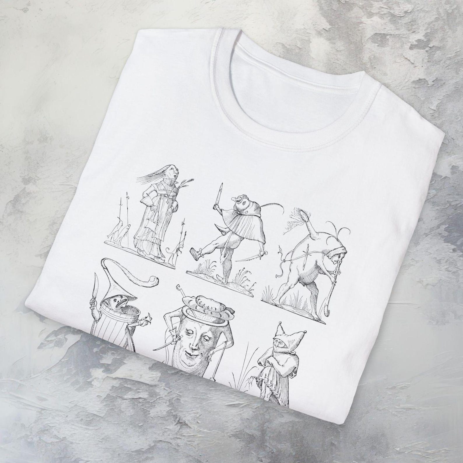 Grotesque Figures T-Shirt Vintage Historical Art Graphic Tee XL