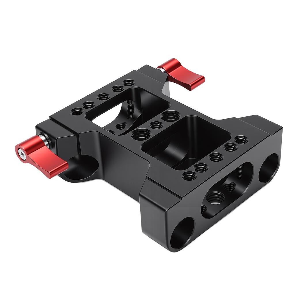 Camera Base Plate with 15mm Rod Rail Clamp Aluminum Alloy Multipurpose Tripod Baseplate for Camera Video Rig