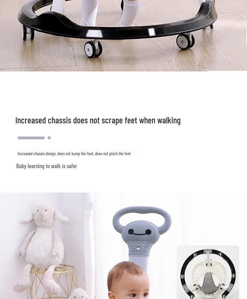 Multi-Function Baby Walker: Anti-Fall, Anti-Rollover, U-Shaped, Suitable for Boys & Girls.