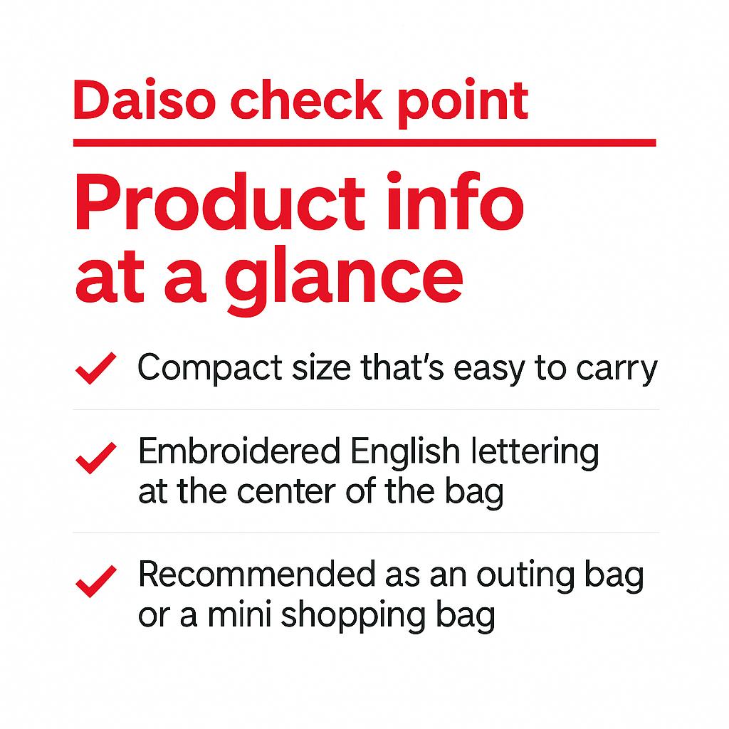 Daiso Embroidered Point Tote Bag (pink)