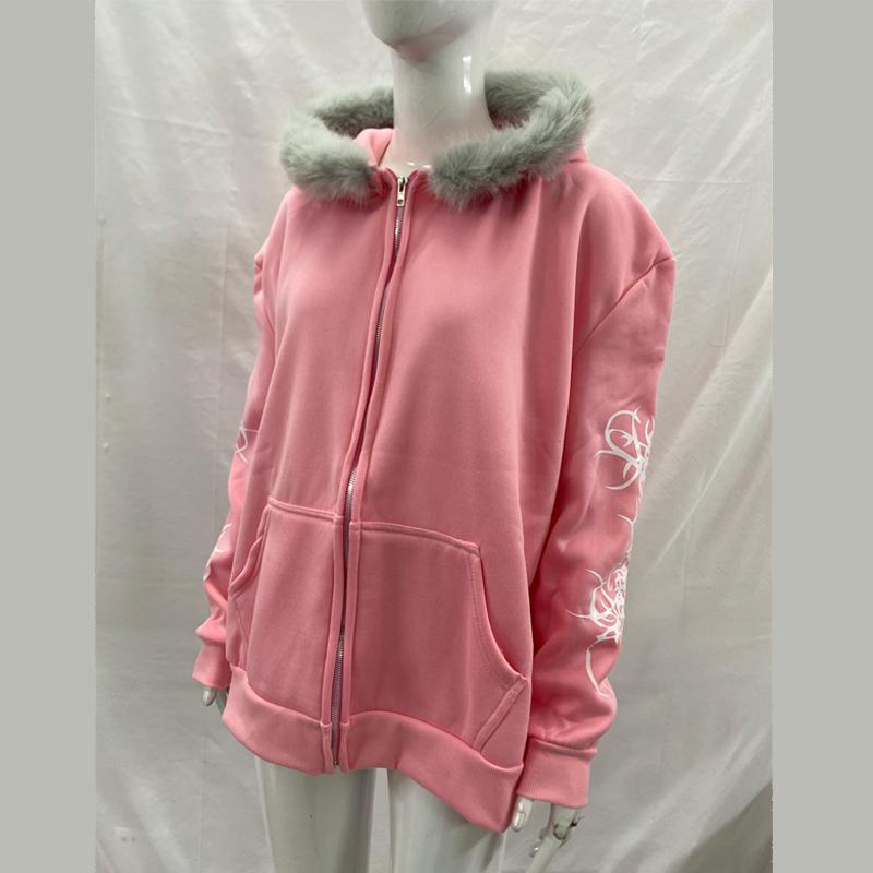 Sudadera con capucha de estilo europeo y americano de color sólido estampado de manga larga holgada para hombre y mujer