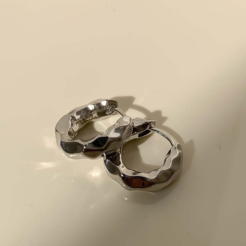Vintage Gold Color Irregular Hammered Stud Earrings for Women Minimalist Metal Geometric Chunky Earrings Zircon Gift