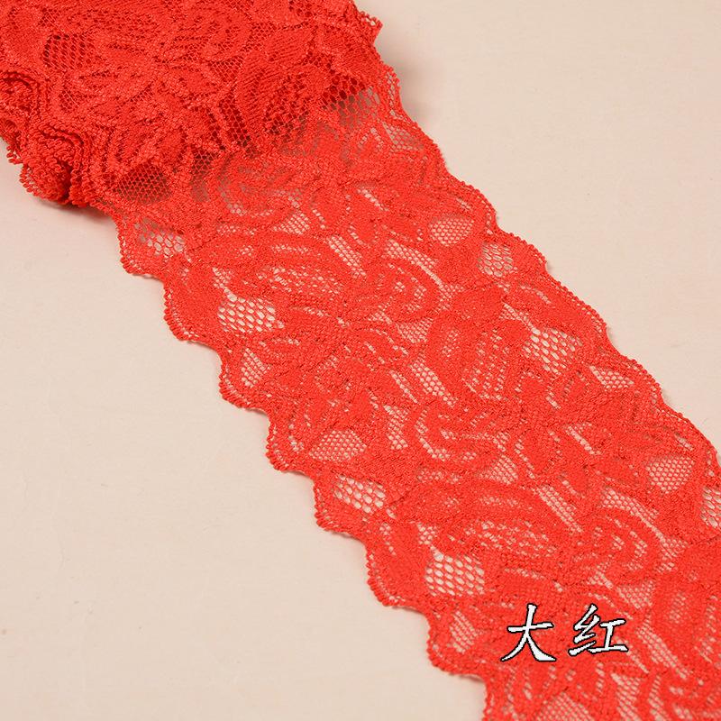 Buntes elastisches florales Spitzenband DIY Bekleidung Nähstoff 8cm breit Schwarz Weiß Rot Rosa Blau Lila Grün Gelb Spitzenband