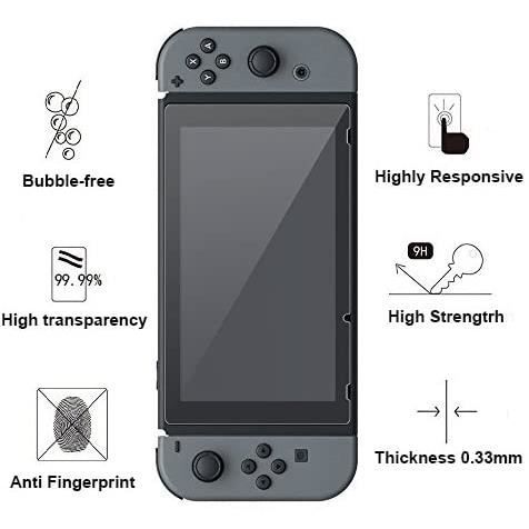 [2-Pieces] Nintendo Switch Tempered Glass 2017 - 2018 - 2019, Protective Film For Nintendo Switch Screen Protector 6.2-A188