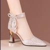 Women's Shoes 2026 New Pointed High-heeled Sandals with Hollowed Out Diamond Hot Stamping Fashion Plus Size Cool Boots for Women