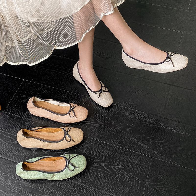Gentle Temperament, Small Fragrant Style, New Egg Roll Shoes for Women with Soft Soles, Shallow Mouth, Round Head, Small Doudou Single Shoes