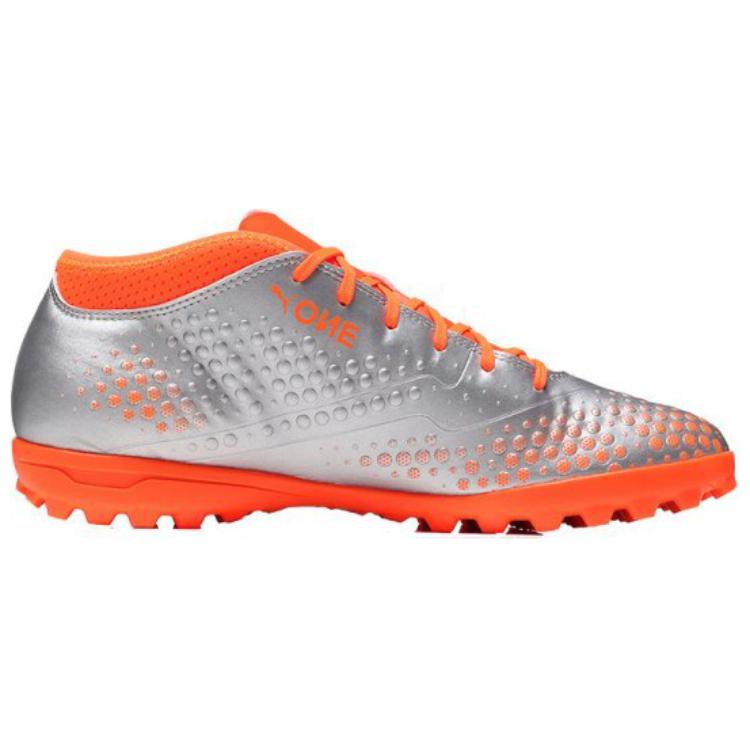 Puma One 4 Syn TT Soccer Shoes Men Footwear Silver Orange Black 104751-01