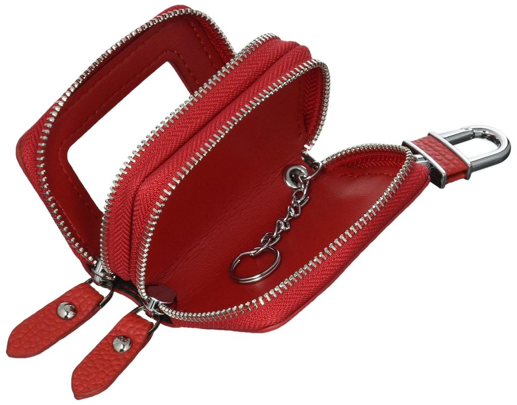 AWESOME ASK-CMW006 Smart Key Case with Clear Window, Double Zipper Type, Red