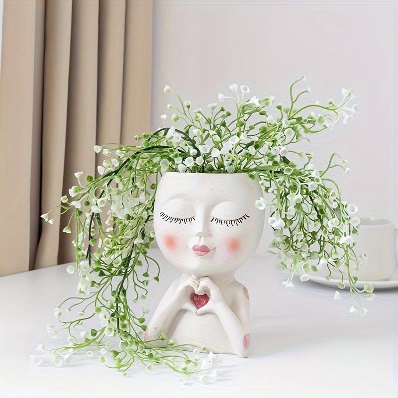 Creative love cartoon character flower pot, indoor and outdoor decorative resin statue ornament, small succulent plant flower pot