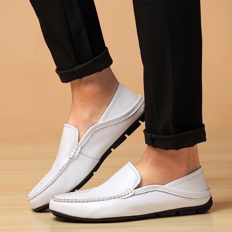 Genuine Leather Mens Casual Shoes Business Slip On Flats Comfy Formal Loafers Simple Men Moccasins Lightweight Man Driving Shoes