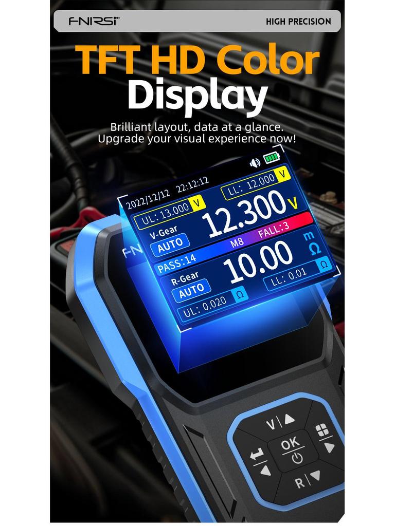 FNIRSI HRM-10 Lithium Battery Internal Resistance & Voltage Meter for 18650 Rechargeable Batteries