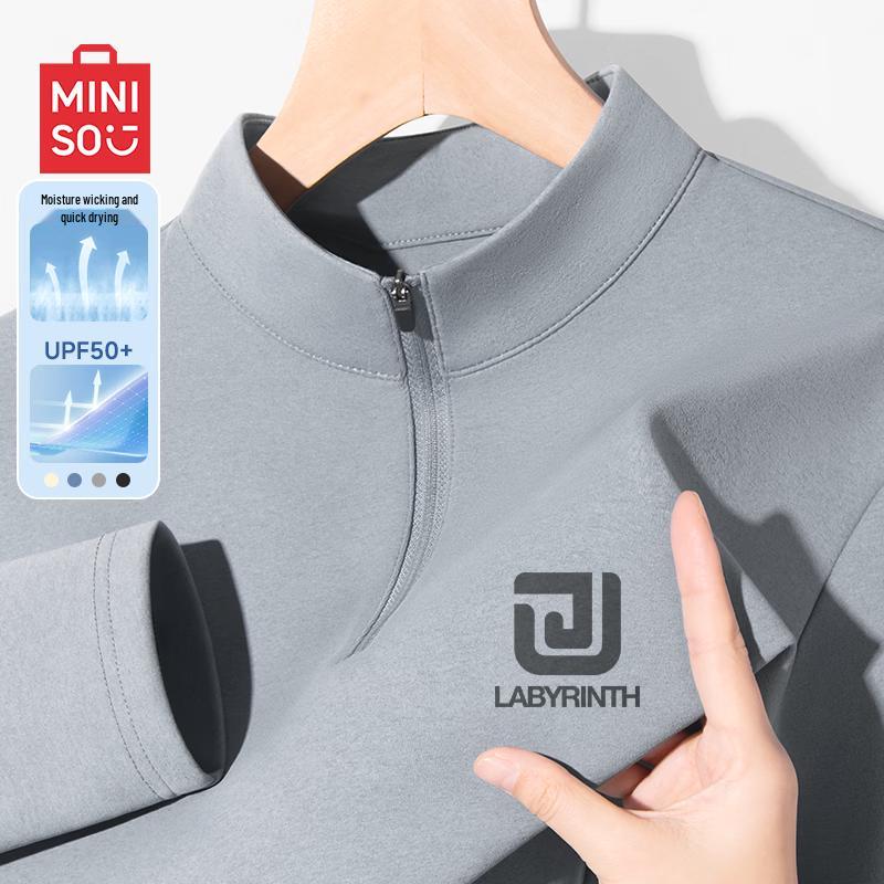 

MINISO Men s Quick-Dry Sun Protection Half-Zip Long Sleeve Training T-Shirt M