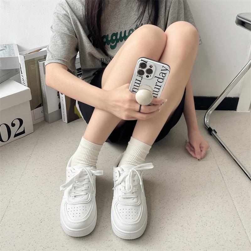 Little white shoes women's 2025 spring and autumn new Korean version student versatile muffin thick sole heightening fashion Internet celebrity c