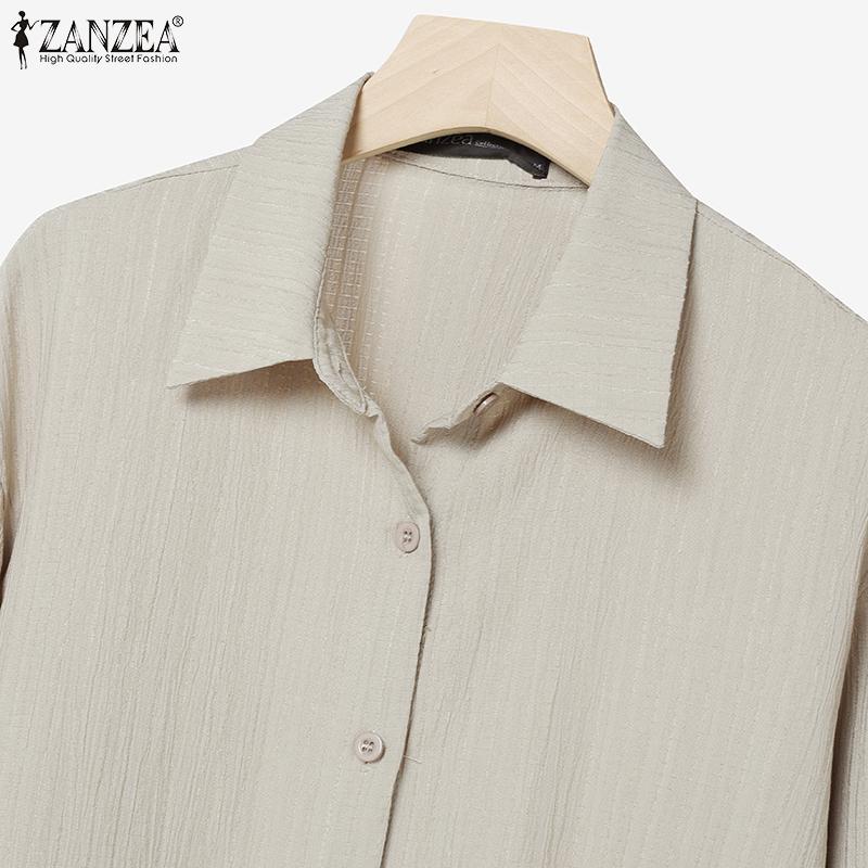 ZANZEA Women Long Sleeve Button Blouse and Pants Casual Two Piece Suit Sets