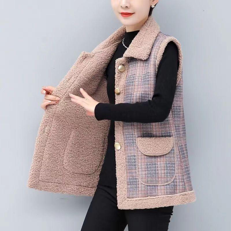 Autumn and Winter Thick Vest Women's Versatile Loose Plus Size Vest Women's Warm Shoulder