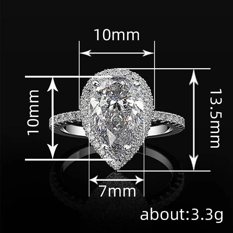 Huitan Pink/Crystal Waterdrop Cubic Zircon Rings for Women Classic Design Eternity Wedding Engagement Rings CopperColor Jewelry