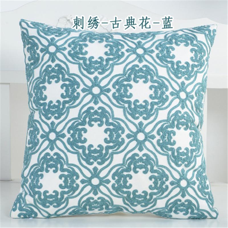 45x45cm Green Blue Geometric Cotton Embroidery Sofa Cushion Cover Home Living Room Pillow Case Bedroom Decoration