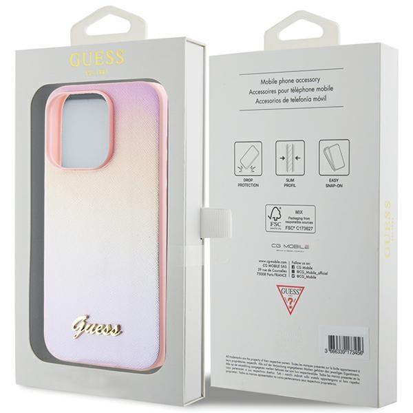Guess Guhcp15Xpsairsp Iphone 15 Pro Max 6.7 Różowy/Pink Hardcase Saffiano Iridescent Script